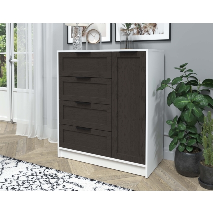 Тумба Тренд КТ-Т90 (Белый платинум ЛДСП/ Дуб английский ЛМДФ) Ш900 В1020 Г451